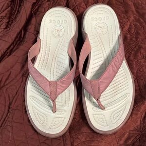 Crocs Women’s Thong Sandals, Gray/Aqua, Sz 9